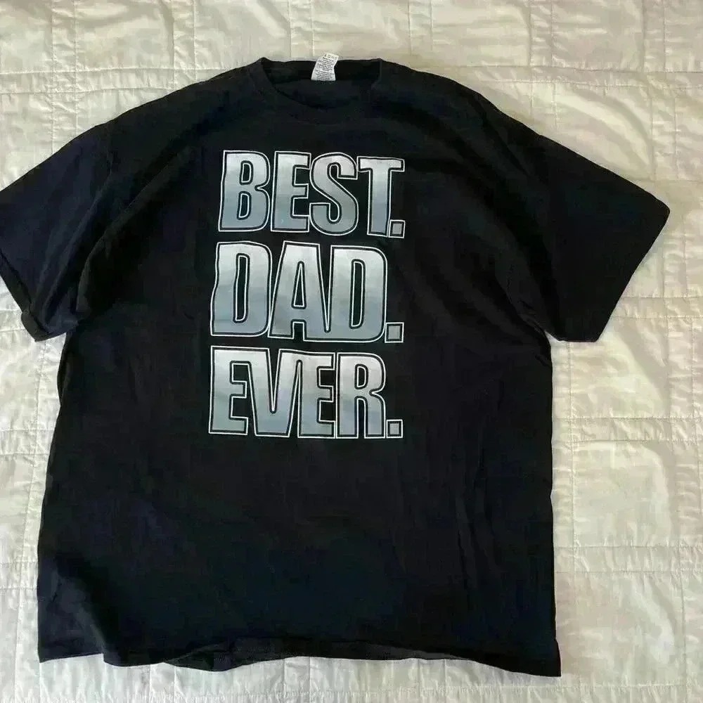 Best dad ever graphic t shirt navy blue mens XXL casual slogan fathers day